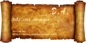 Décsi Aranka névjegykártya