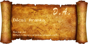 Décsi Aranka névjegykártya