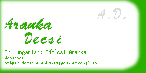 aranka decsi business card